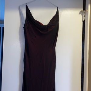 Tahari Silk Gown. Black/Red Beaded Details. 8